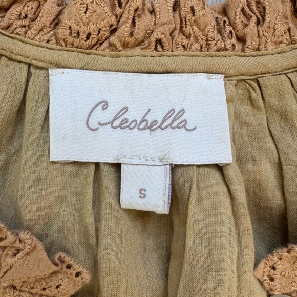 Cleobella Kate Blouse Wheat Tan Eyelet Button-Up Blouse Small Organic Cotton - Picture 6 of 13